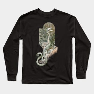 Vintage Lizard Dragon with Palm Fronds Long Sleeve T-Shirt